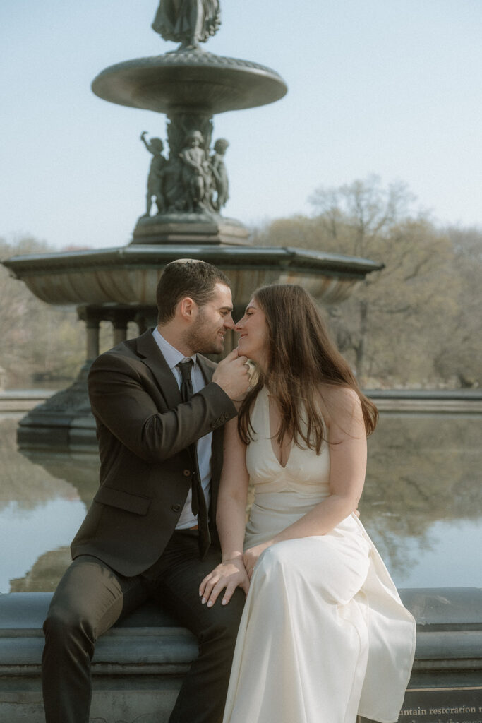 Wedding photographer captures couple under Bethesda Terrace arches New York City